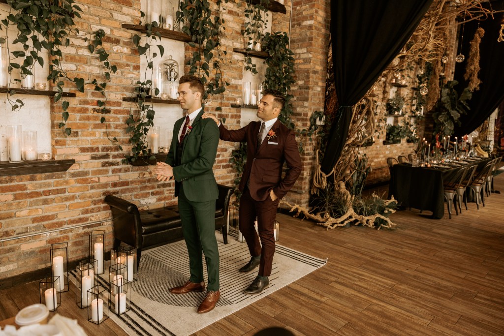 gay couple first look wedding