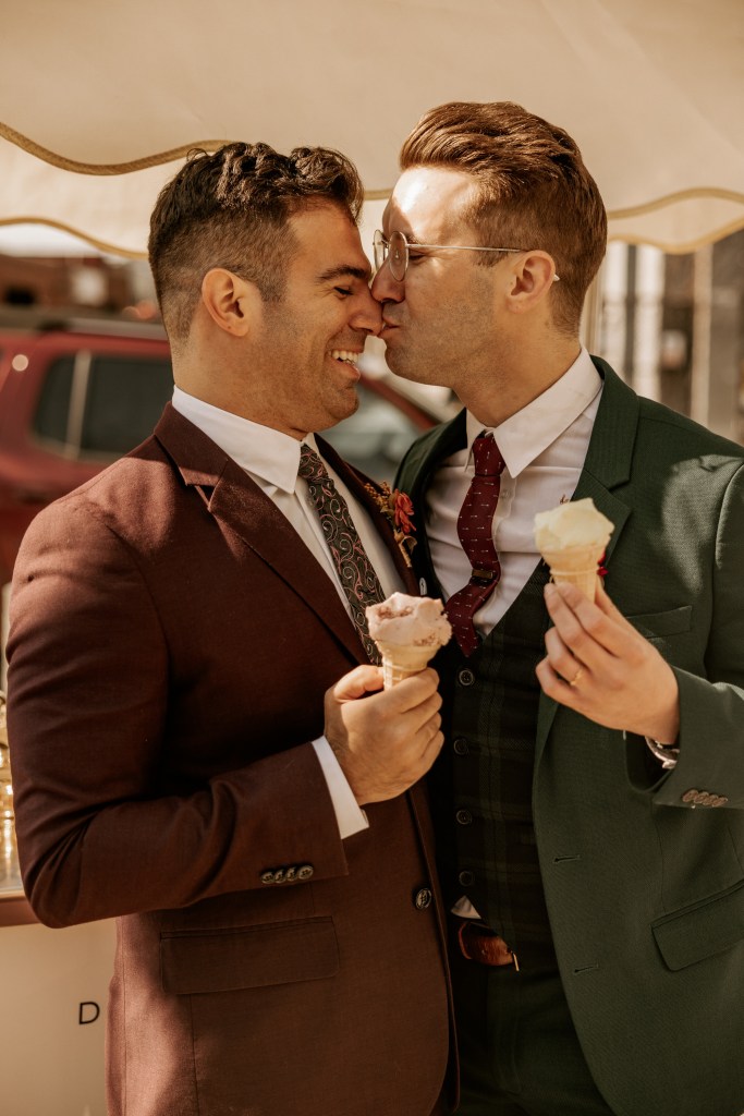 gay couple kiss with ice cream New York City 